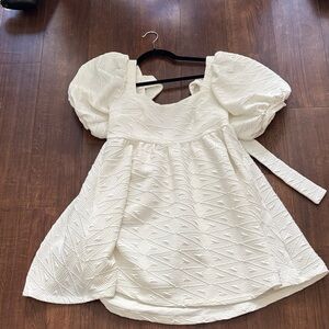 Free People White Puff Sleeve Dress